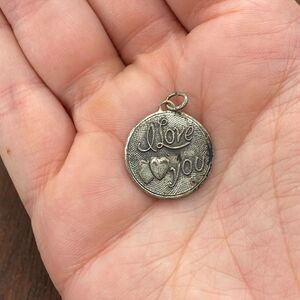 Vintage Beau 925 Sterling Silver "I Love You" Pendant Bracelet Charm